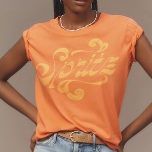 NWT MOTHER Orange Graphic Tee Slim Fit Crewneck T-Shirt – XS
